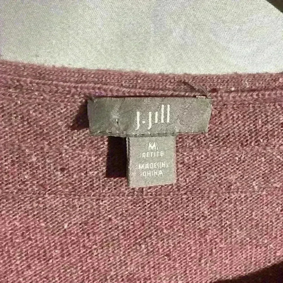 J Jill Sweater Womens Medium Heather Pink Wool and Silk Cardigan Knit - Picture 3 of 10